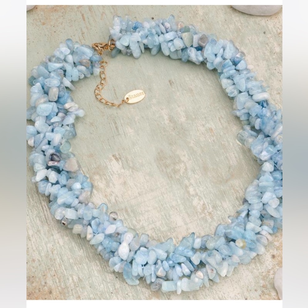 Gorgeous Stauer necklace 5 strands aquamarine splash new!
